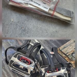 Black and Silver Bike Pedals with Straps